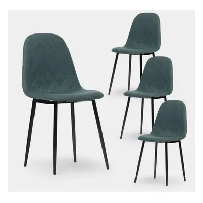 Pack 4 chaises de salle à manger rembourrées Diamond vert foncé avec pied noir Ellis