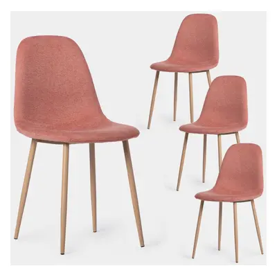 Pack 4 chaises de salle à manger rembourrées Elegance terracota avec pied naturel Ellis