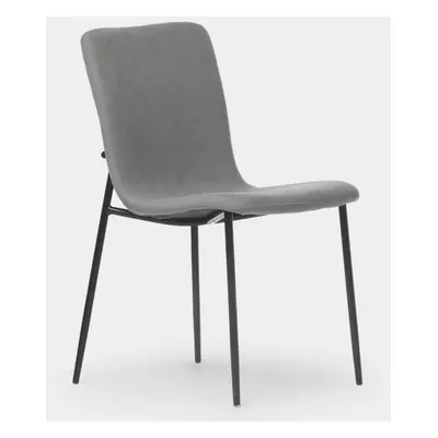 Chaise de salle à manger rembourrée gris avec pied noir Eryn