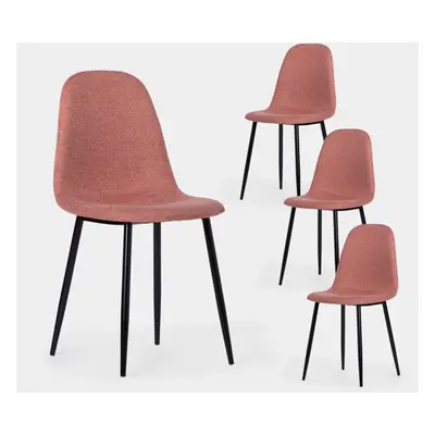 Pack 4 chaises de salle à manger rembourrées Elegance terracota avec pied noir Ellis