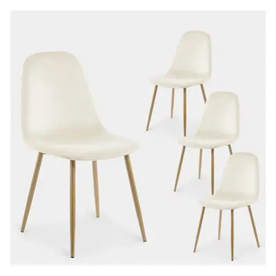 Pack 4 chaises de salle à manger tapissées en velours beige avec pied doré Elia