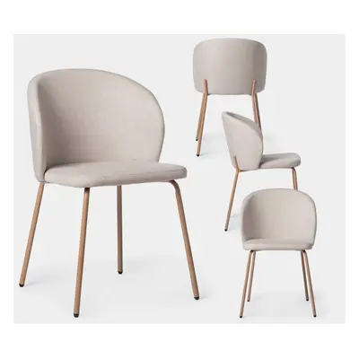 Pack 4 chaises de salle à manger rembourrées en beige avec pieds naturels Norah