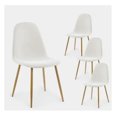 Pack 4 chaises de salle à manger tapissées en beige avec pied doré Elia