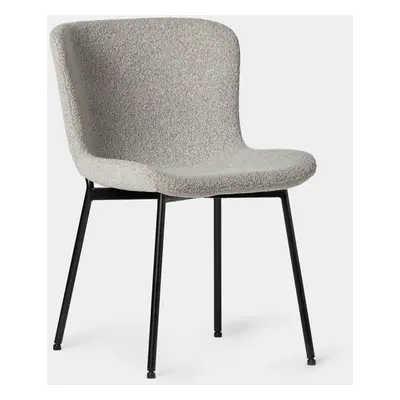 Chaise de salle à manger tapissée en bouclé gris avec pied noir Ari