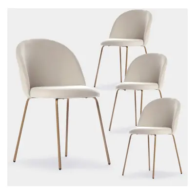 Pack 4 chaises de salle à manger rembourrées Basic beige avec pied naturel Olivia