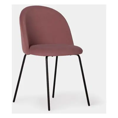 Chaise de salle à manger rembourrée en velours rose avec pied noir Olivia