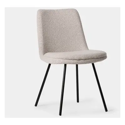 Chaise de salle à manger tapissée en bouclé gris taupe avec pied noir Tera