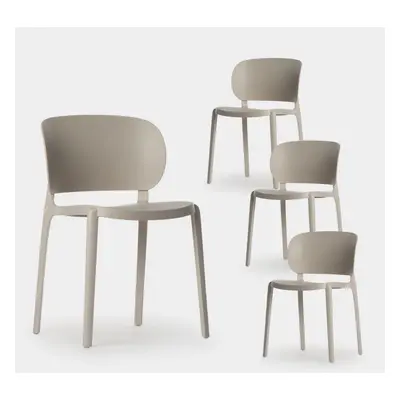 Pack 4 chaises de salle à manger en polypropylène beige Jana