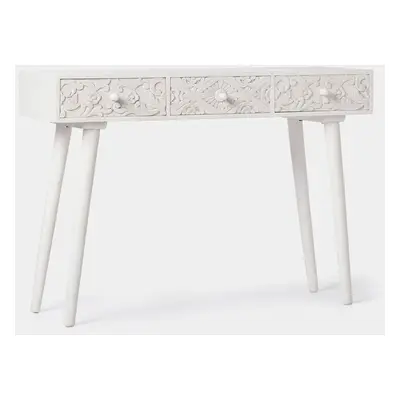 Meuble d'entrée/bureau de style naturel en blanc vintage Bora