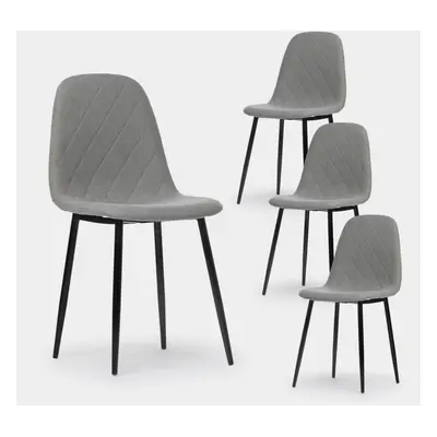 Pack 4 chaises de salle à manger rembourrées Diamond gris avec pied noir Ellis