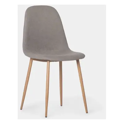 Chaise de salle à manger rembourrée en gris Basic avec pied naturel Ellis