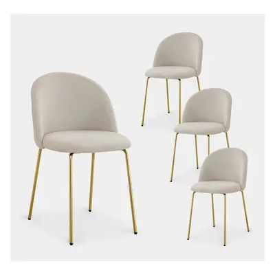 Pack 4 chaises de salle à manger tapissées en beige avec pied doré Olivia