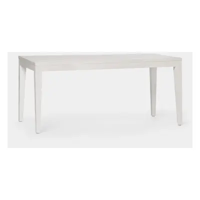 Table basse blanche en placage naturel et bois massif Mara