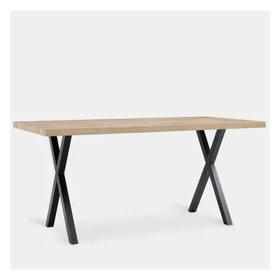 Table à manger rectangulaire 180 en bois couleur naturel avec pied noir Parks