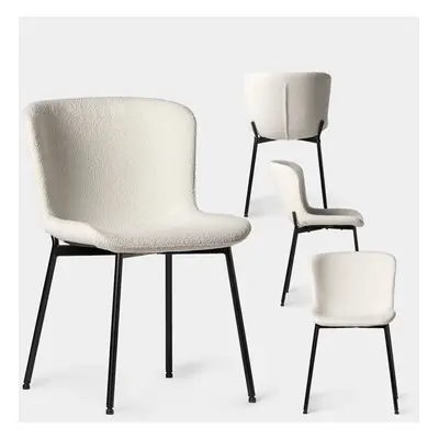 Pack 4 chaises de salle à manger tapissées en bouclé beige avec pied noir Ari