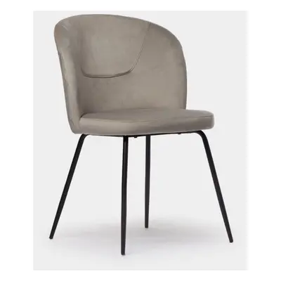 Chaise de salle à manger rembourrée en velours taupe avec pied noir Elina