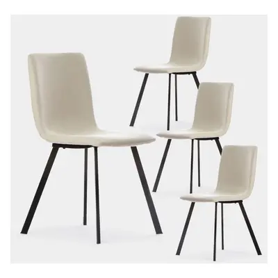 Pack 4 chaises de salle à manger rembourrées en beige avec pied noir Maia