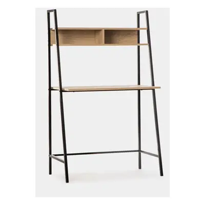 Bureau avec étagère effet bois avec pied métallique noir Clerk