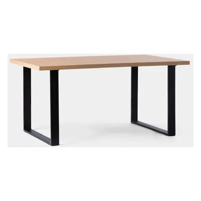 Table à manger rectangulaire 160 effet bois avec pied métallique noir Paul