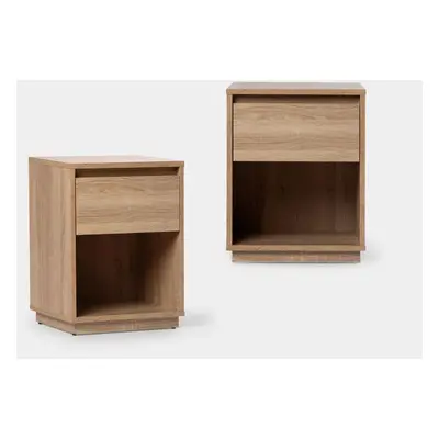 Pack 2 tables de nuit avec 1 tiroir en bois couleur naturelle Oslo