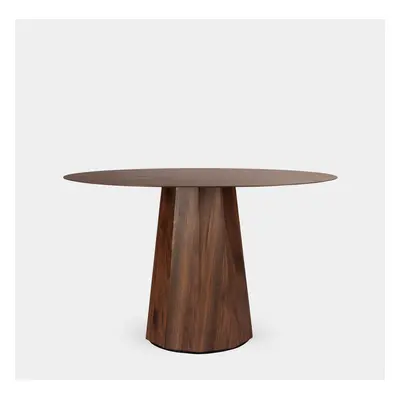 Table à manger ronde en bois Ø120 de couleur noyer Olivier