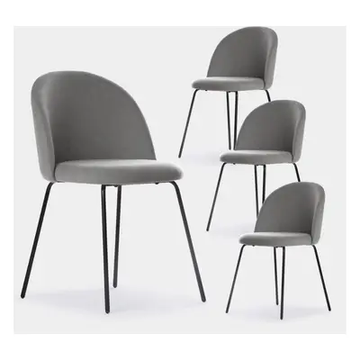 Pack 4 chaises de salle à manger rembourrées Basic gris avec pied noir Olivia