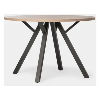 Table de salle à manger ronde Ø120 effet bois avec des pieds en métal noir Circle