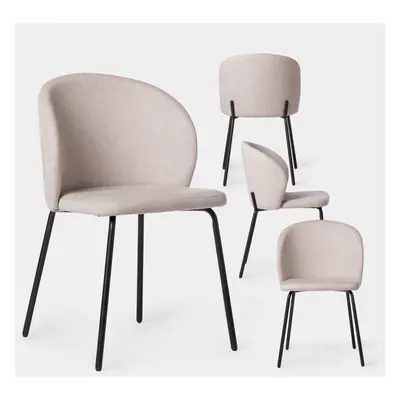 Pack 4 chaises de salle à manger rembourrées en beige avec pieds noirs Norah