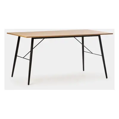 Table à manger rectangulaire 160 effet bois avec pied métallique noir Clemens