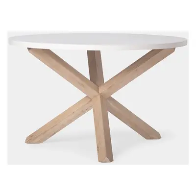 Table à manger ronde Ø120 laquée en blanc et en bois massif Isak