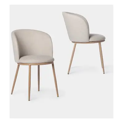 Pack 2 chaises de salle à manger rembourrées beige avec pied naturel Nolan