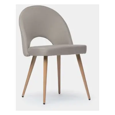 Chaise de salle à manger rembourrée en taupe avec pied naturel Blair