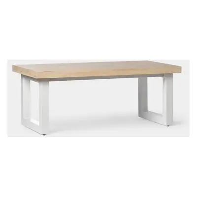 Table basse en bois de chêne avec pied en métal blanc Alys