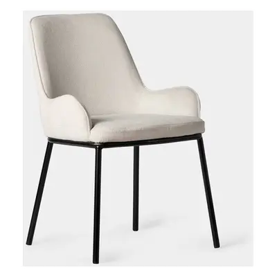 Chaise de salle à manger rembourrée beige avec pied noir Dama