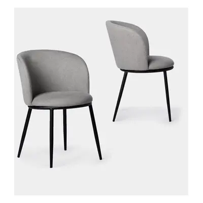 Pack 2 chaises de salle à manger rembourrées en gris avec pieds noirs Nolan