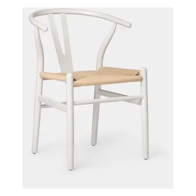 Chaise de salle à manger en bois de hêtre blanc et corde Roni