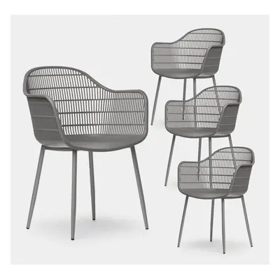 Pack 4 chaises de salle à manger avec accoudoirs en polypropylène gris Soren