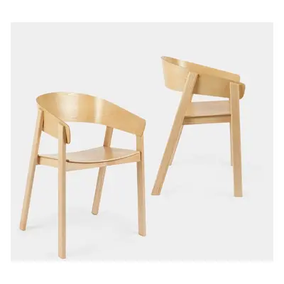 Pack 2 chaises de salle à manger en bois de frêne couleur naturelle Niha