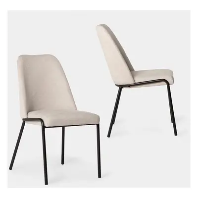 Pack 2 chaises de salle à manger rembourré en beige avec pied noir Deli