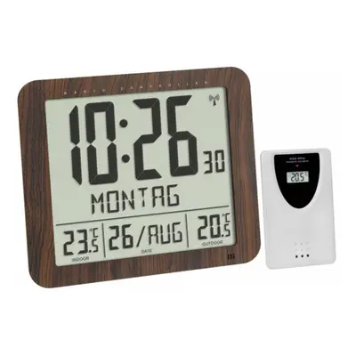 Horloge murale TFA Dostmann 60.4518.08 radiopiloté(e) 248 mm x 25 mm x 206 mm bois