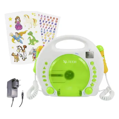 Lecteur CD enfants X4 Tech Bobby Joey CD, SD, USB avec fonction karaoké, avec microphone blanc, 