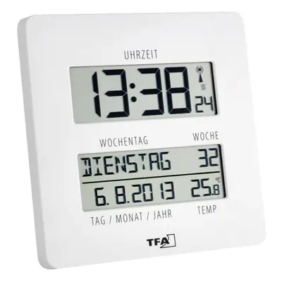 Horloge murale TFA Dostmann 60.4509.02 radiopiloté(e) 27 mm x 195 mm x 195 mm blanc