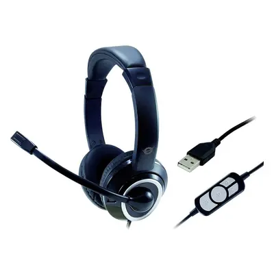 Micro-casque supra-auriculaire Conceptronic POLONA 01B filaire Stereo noir télécommande, volume 