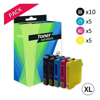 TS_P5KE163BB/CL - Pack de 25 Cartouches dEncre Noir et Couleur Toner Services équivalent à Epson