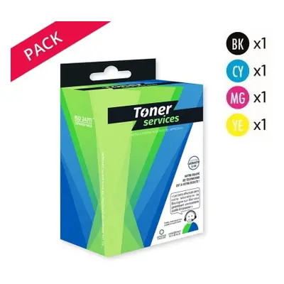 TS_E106B/CL - Pack de 4 Cartouches dEncre Noir et Couleur Toner Services équivalent à Epson C13T