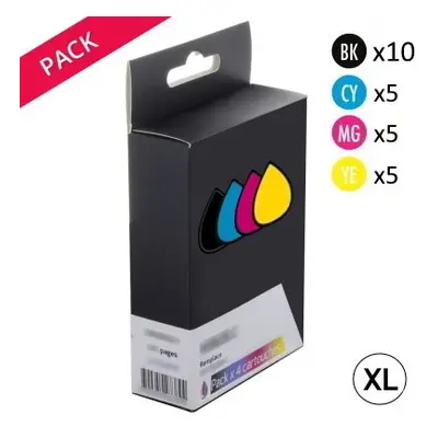 Pack de 25 Cartouches d encre génériques compatibles Brother LC1000VALBP noires et couleurs (sér