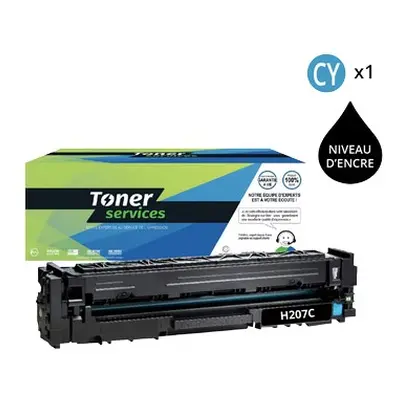 H207C- Toner équivalent HP 207A Cyan (Avec puce avec niveau d'encre)