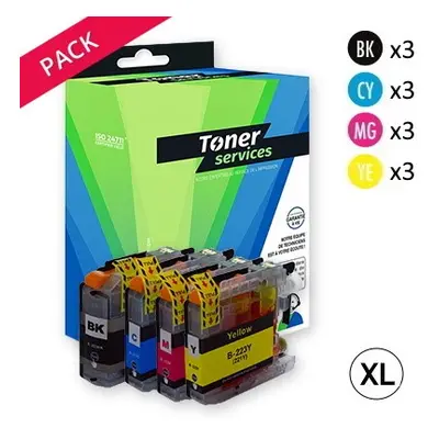 P3KB223B/CL - Pack de 12 Cartouches d encre marque Toner Services équivalent à Brother LC223VALB