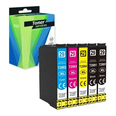 TS_E29B/CL - Pack de 5 Cartouches dEncre Noir et Couleur Toner Services équivalent à Epson C13T2