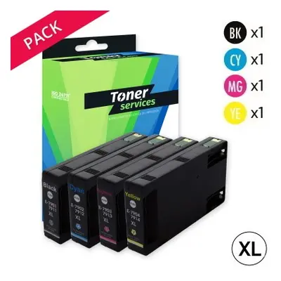 TS_E79B/CL - Pack de 4 Cartouches dEncre Noir et Couleur Toner Services équivalent à Epson C13T7